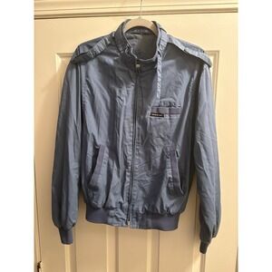 Members Only Blue Bomber Jacket Zip Front Epaulets Stand-Up Collar Size 38
